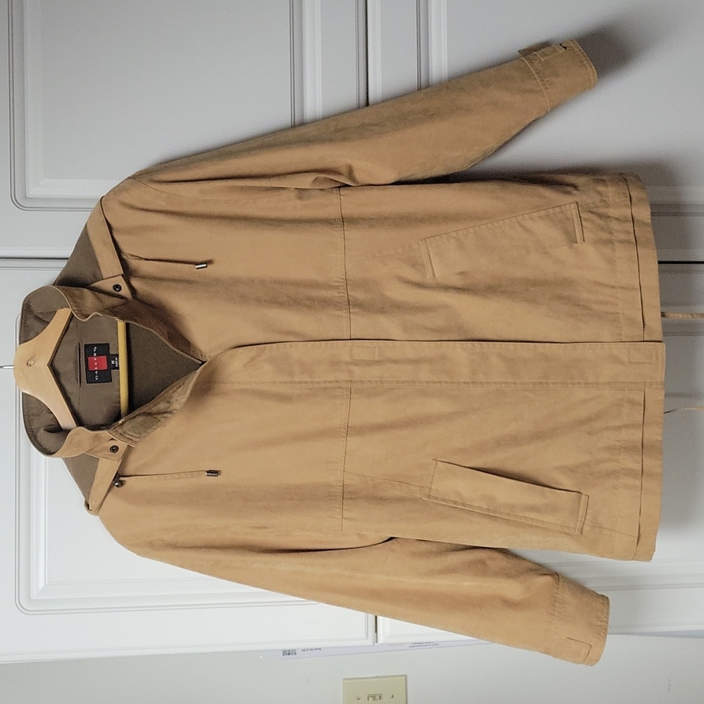 Gallery Taupe Microsuede Removable Lining With Hood Coat/Jacket, Size S - Picture 1 of 14